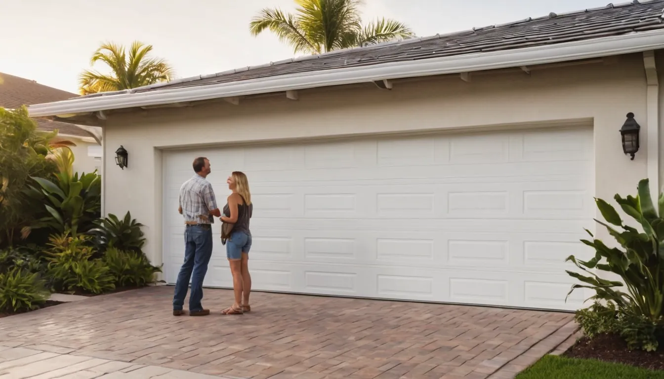 Garage door provider fitting a new insulated door on a home in the Miami area